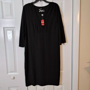 Classic Stylish Soft by Avenue Black Sheath Long Sleeve Dress. NWT Sz 14/16